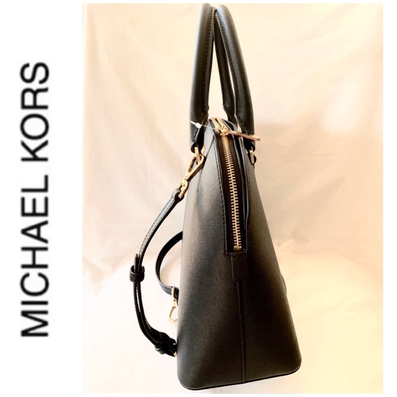 NWT authentic MK leather Cindy Dome satchel black - Picture 3 of 5